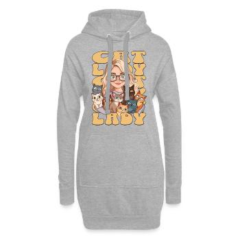 Chat Dame Chats Femme Fille J’aime Les Chats Drôle - Sweat-shirt à capuche long Femme - gris chiné - Devant