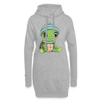 tortue mignon mignon bébé enfants animal dessin animé - Sweat-shirt à capuche long Femme - gris chiné - Devant