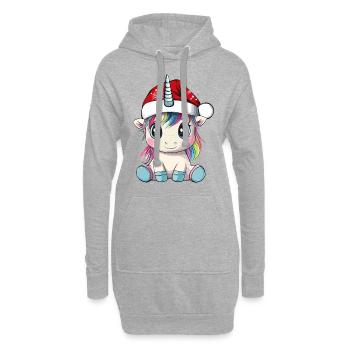 Einhorn Weihnachten Süß Niedlich Weihnachtlich - Hoodie-Kleid - Grau meliert - Vorne