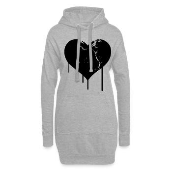 Du hast mein Herz gebrochen - Hoodie-Kleid - Grau meliert - Vorne