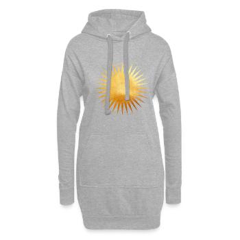 Soleil doré avec rayons de soleil, yoga, ésotérisme - Sweat-shirt à capuche long Femme - gris chiné - Devant