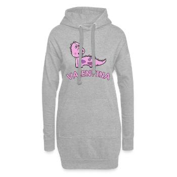 Dinosaurier lustig Kind Valentina Geschenk Geburts - Hoodie-Kleid - Grau meliert - Vorne