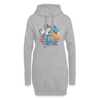 Licorne sur un Dino « Licorne Taxi » cadeau - Sweat-shirt à capuche long Femme - gris chiné - Devant