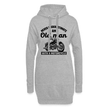 Ne sous-estimez jamais un vieil homme avec une moto - Sweat-shirt à capuche long Femme - gris chiné - Devant