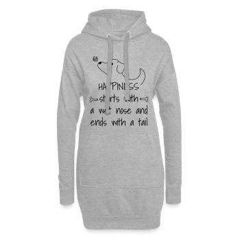 T-shirt pour les amoureux des chiens - Sweat-shirt à capuche long Femme - gris chiné - Devant