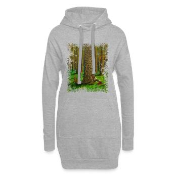 Waldtiere, Zwerg und Naturmagie - Hoodie-Kleid - Grau meliert - Vorne