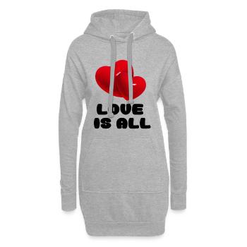 L’amour est tout # - Sweat-shirt à capuche long Femme - gris chiné - Devant