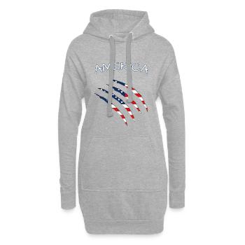 America, Claws, Cuts, Amerika, USA  - Hoodie-Kleid - Grau meliert - Vorne