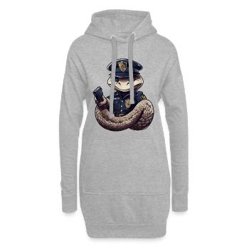 Policier serpent - Sweat-shirt à capuche long Femme - gris chiné - Devant