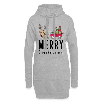 Grüße zu Weihnachten - Hoodie-Kleid - Grau meliert - Vorne
