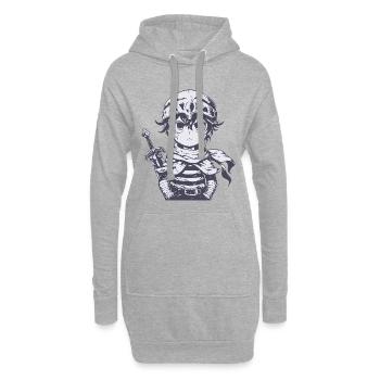 Kleiner Waldritter mit Schwert - Hoodie-Kleid - Grau meliert - Vorne