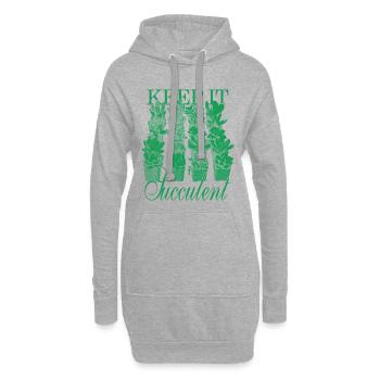 Keep It Succulent - Succulentes vertes - Sweat-shirt à capuche long Femme - gris chiné - Devant