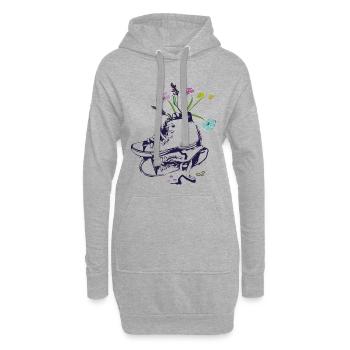 Wanderschuhe mit Blumen,Spazierengehen in Natur - Hoodie-Kleid - Grau meliert - Vorne