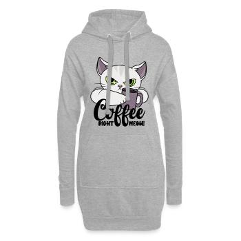 Coffee Right Meow - Cat with Coffee Cup - Coffee - Hoodie Dress - heather grey - Front