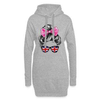 United Kingdom UK Flag Woman Sunglasses - Hoodie Dress - heather grey - Front