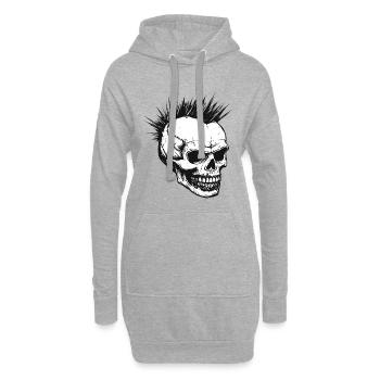 Punk punk punk squelette de crâne de crâne - Sweat-shirt à capuche long Femme - gris chiné - Devant