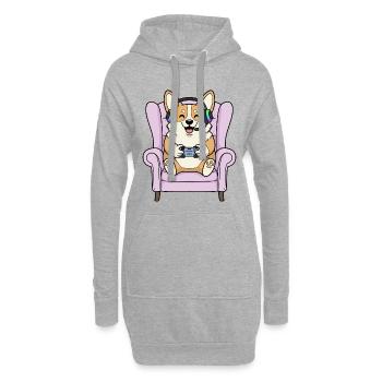 Gamer Corgi Hund spielt Videospiele Kunst - Hoodie-Kleid - Grau meliert - Vorne