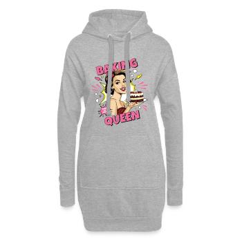 Cuisson Gâteau Cuisson Reine Cuisson Fée Boulanger Pop Art - Sweat-shirt à capuche long Femme - gris chiné - Devant