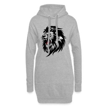 Silhouette de lion rameur avec langue rouge - Sweat-shirt à capuche long Femme - gris chiné - Devant