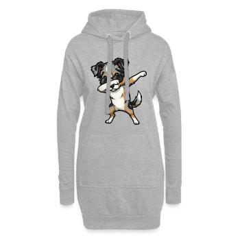 Tamponnage du Berger Australien - Sweat-shirt à capuche long Femme - gris chiné - Devant