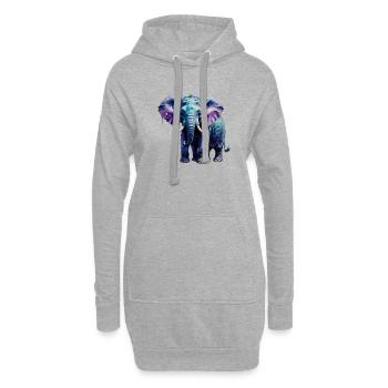 Wasserfarbener Elefant im Aquarellstil - Hoodie-Kleid - Grau meliert - Vorne