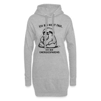 Ich bin energiesparend Faultier - Hoodie-Kleid - Grau meliert - Vorne