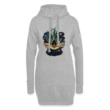 Ich lese nicht zu viel. Ich lebe mehrfach! - Hoodie-Kleid - Grau meliert - Vorne