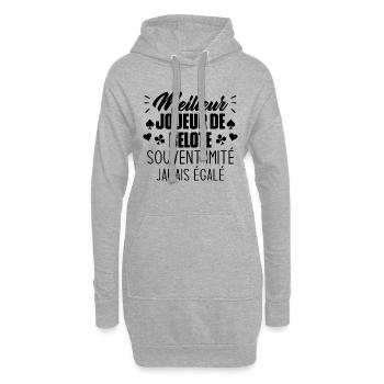 Jamais égalé meilleur joueur de belote - Sweat-shirt à capuche long Femme - gris chiné - Devant
