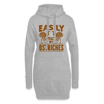 Autruche Oiseau Animal Zoo Vacances Soleil - Sweat-shirt à capuche long Femme - gris chiné - Devant