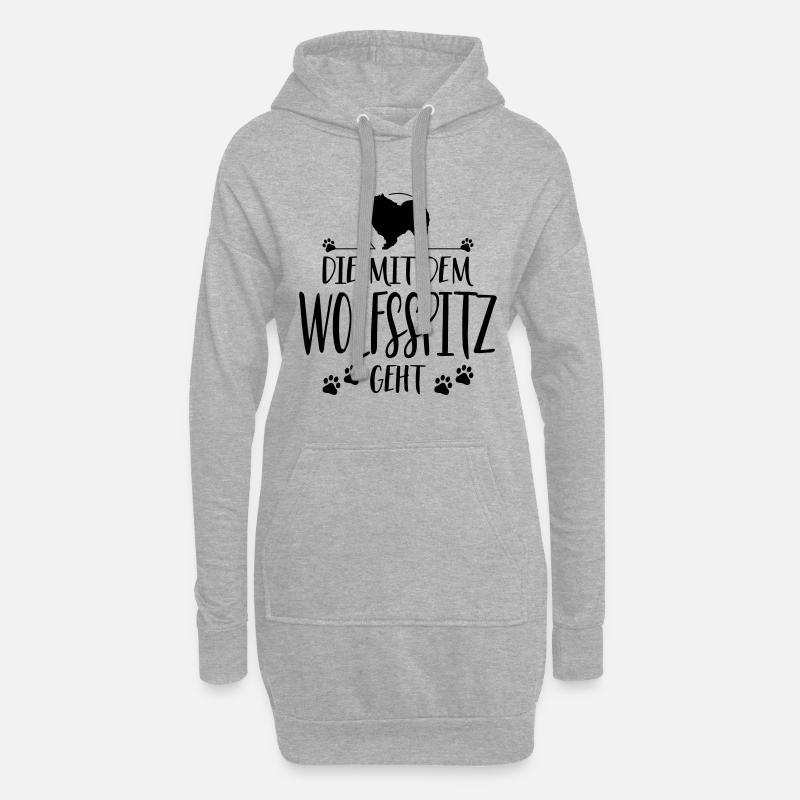 DIE MIT WOLFSSPITZ GEHT Hundespruch Hunde - Hoodie-Kleid - Grau meliert