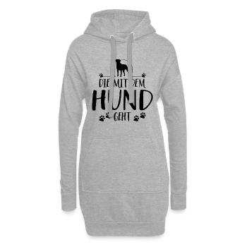Die mit dem Hund geht Hundespruch Hunde - Hoodie-Kleid - Grau meliert - Vorne
