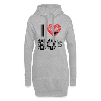 I Love the 80s Retro Karneval 80er Mottoparty - Hoodie-Kleid - Grau meliert - Vorne