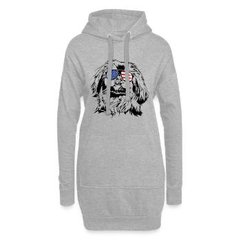 BEIJINGESE Amérique Flag Dogs Wilsigns - Sweat-shirt à capuche long Femme - gris chiné - Devant