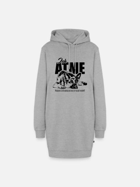 DEUTSCHER SCHÄFERHUND ich atme Spruch Wilsigns - Hoodie-Kleid - Grau meliert