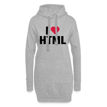 Ich liebe HTML - Hoodie-Kleid - Grau meliert - Vorne