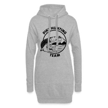 Geschenk Hecht angeln Angelclub Hobby Leidenschaft - Hoodie-Kleid - Grau meliert - Vorne