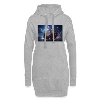 Beau voilier la nuit - Sweat-shirt à capuche long Femme - gris chiné - Devant