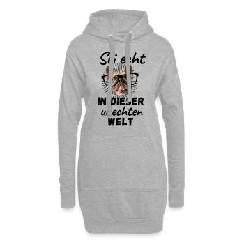 Sei ECHT in dieser UNECHTEN WELT - Hoodie-Kleid - Grau meliert - Vorne