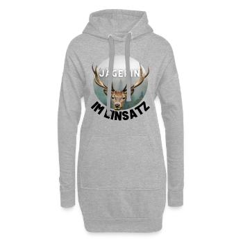 Jagd - Jäger - Jägerin - jagen - Hirsch - Hoodie-Kleid - Grau meliert - Vorne