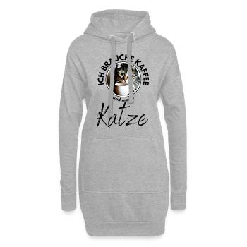 Katze Katzen Kaffee - Hoodie-Kleid - Grau meliert - Vorne