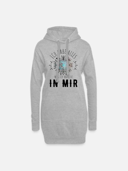 Wegweiser RUNEN Motivation - VEGVISIR - Hoodie-Kleid - Grau meliert