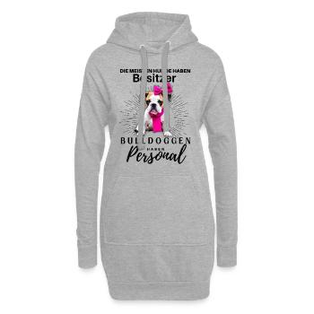 Bulldogge Bulldog Bulldoggen Mama Papa - Hoodie-Kleid - Grau meliert - Vorne
