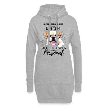 Bulldogge Bulldog Bulldoggen Mama Papa - Hoodie-Kleid - Grau meliert - Vorne