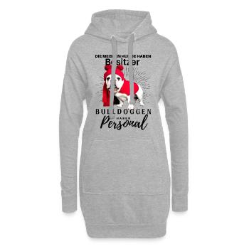 Bulldogge Bulldog Bulldoggen Mama Papa - Hoodie-Kleid - Grau meliert - Vorne