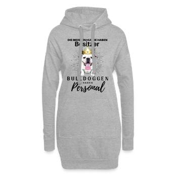 Bulldogge Bulldog Bulldoggen Mama Papa - Hoodie-Kleid - Grau meliert - Vorne