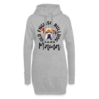 Bulldogge Bulldog Bulldoggen Mama - Hoodie-Kleid - Grau meliert - Vorne
