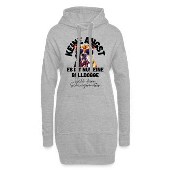 KEINE ANGST ... Bulldogge Bulldog Bulldoggen - Hoodie-Kleid - Grau meliert - Vorne
