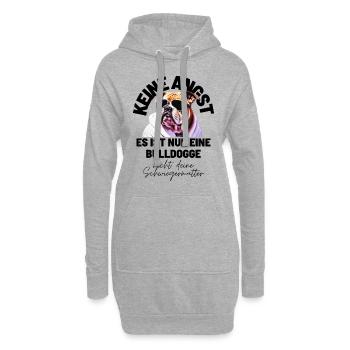 KEINE ANGST Bulldogge Bulldog Bulldoggen - Hoodie-Kleid - Grau meliert - Vorne