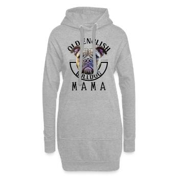 Bulldogge Bulldog Bulldoggen Mama - Hoodie-Kleid - Grau meliert - Vorne