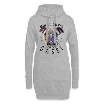 MIR REICHT´S ... Bulldogge Bulldog Bulldoggen - Hoodie-Kleid - Grau meliert - Vorne